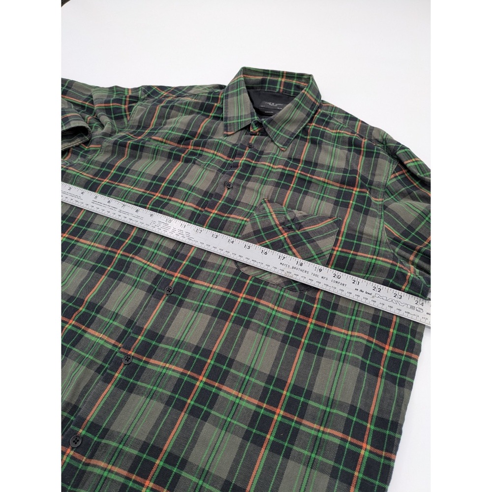 Rag & Bone New York Men's XL Plaid Flannel Shirt Green Black Orange Button Down - Picture 6 of 7